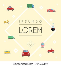 Flat Icons Omnibus, Lorry, Scooter And Other Vector Elements. Set Of Auto Flat Icons Symbols Also Includes Car, Passenger, Van Objects.