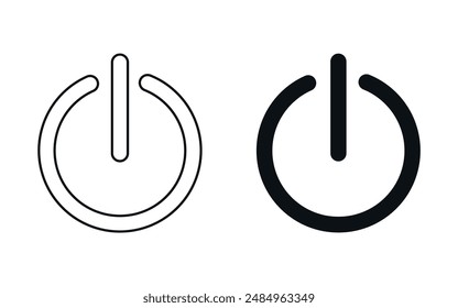 Flat icons of on and off buttons for electronic devices, one with a stroke and the other with a fill for websites and graphic resources.