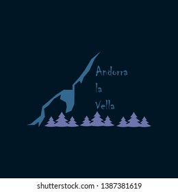 flat icons on theme of Andorra logo mountains and forest