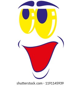 flat icons on theme Cartoon face funny emotion