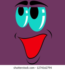 flat icons on theme Cartoon face funny emotion