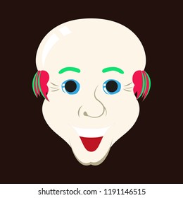 flat icons on theme funny bald-headed man