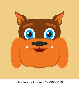 flat icons on theme funny animals bulldog