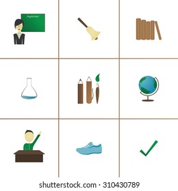 Flat icons on a theme school eps8
