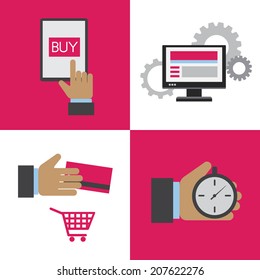 Flat icons. Online store set for your design