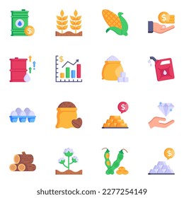 Flat Icons of Organic Commodities 

