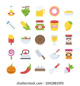 Flat Icons Pack of Food and Drinks 