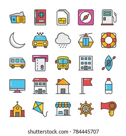 Flat Icons Pack of Hotel And Travel