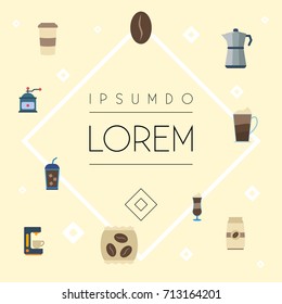 Flat Icons Package Latte, Espresso Dispenser, Plastic Cup And Other Vector Elements. Set Of Drink Flat Icons Symbols Also Includes Arabica, Pot, Mocha Objects.