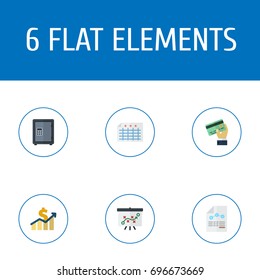 Flat Icons Paper, Sheet, Net Income And Other Vector Elements. Set Of Accounting Flat Icons Symbols Also Includes Profit, Payment, Sheet Objects.
