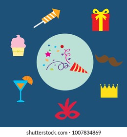 Flat icons Party set
