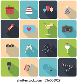 Flat icons Party set