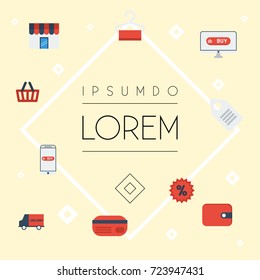 Flat Icons Payment , Dress Stand , Bus Vector Elements. Set Of Store Flat Icons Symbols Also Includes Delivery, Sale, Store Objects.