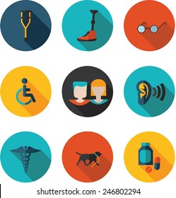 flat icons people with disabilities in vector format