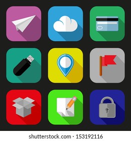 Flat icons and pictograms set. EPS10 vector illustration. 