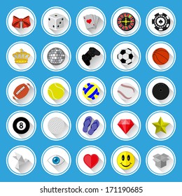 Flat icons and pictograms set. Vector illustration.