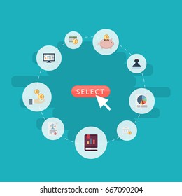 Flat Icons Pie Bar, Deadline, Book And Other Vector Elements. Set Of Accounting Flat Icons Symbols Also Includes Saving, System, Accounting Objects.