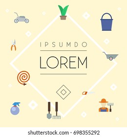 Flat Icons Plant, Spray Bottle, Bucket And Other Vector Elements. Set Of Horticulture Flat Icons Symbols Also Includes Scissors, Pail, Fruiter Objects.