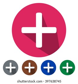 Flat icons plus sign for Web, Mobile and business