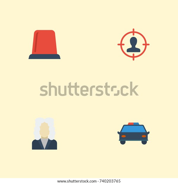 Flat Icons Police Car, Suspicious, Signal And\
Other Vector Elements. Set Of Criminal Flat Icons Symbols Also\
Includes Car, Judge, Signal\
Objects.