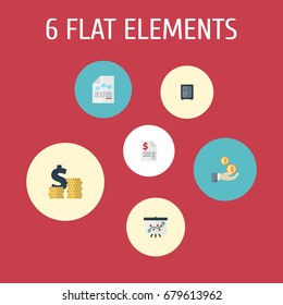 Flat Icons Profit, Safe, Tactics And Other Vector Elements. Set Of Registration Flat Icons Symbols Also Includes Money, Expenses, Deposit Objects.