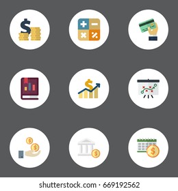 Flat Icons Profit, Tactics, Deadline And Other Vector Elements. Set Of Registration Flat Icons Symbols Also Includes Book, Payment, Annual Objects.