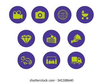 flat icons purple on white