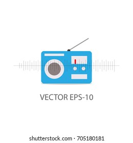 flat icons for Radio and Wave ,vector illustrations