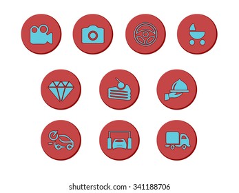 flat icons red on white