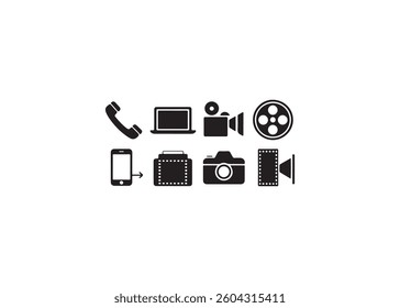 Flat Icons Representing Communication and Media