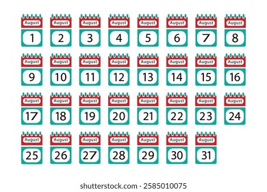 Flat Icons Representing the Month of August.