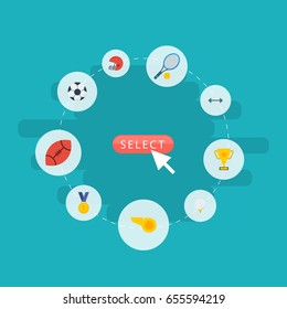 Flat Icons Reward, American Football, Rugby And Other Vector Elements. Set Of Sport Flat Icons Symbols Also Includes Tennis, Winner, Referee Objects.