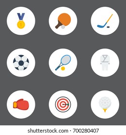 Flat Icons Reward, Golf, Ball And Other Vector Elements. Set Of Activity Flat Icons Symbols Also Includes Game, Football, Bat Objects.