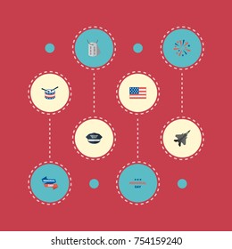 Flat Icons Ribbon, Identity, Holiday And Other Vector Elements