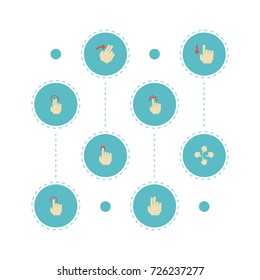 Flat Icons Right, Hold, Single Tap And Other Vector Elements. Set Of Gesticulation Flat Icons Symbols Also Includes Multi, Sensory, Gesture Objects.