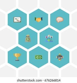 Flat Icons Schedule, Administration, Mind And Other Vector Elements. Set Of Projects Flat Icons Symbols Also Includes Discussion, Relatives, Mind Objects.