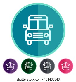 Flat icons school bus front for Web, Mobile and business