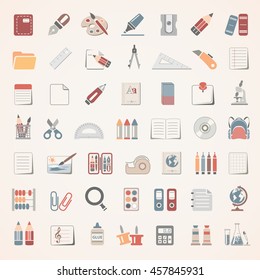 Flat Icons - School Supplies