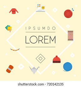 Flat Icons Scissors, Sewing, Beanie And Other Vector Elements. Set Of Handmade Flat Icons Symbols Also Includes Sweater, Skein, Colorful Objects.