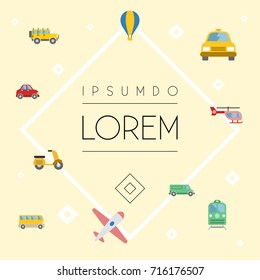 Flat Icons Scooter, Cab, Omnibus And Other Vector Elements. Set Of Vehicle Flat Icons Symbols Also Includes Moped, Carriage, Chopper Objects.