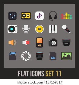 Flat icons set 11 - audio and photo collection