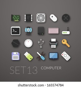 Flat icons set 13 - computer collection