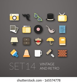 Flat icons set 14 - vintage collection