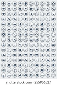 Flat icons set. 150 media icons. EPS10 vector