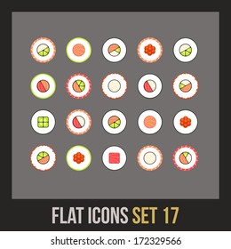 Flat icons set 17 - sushi collection