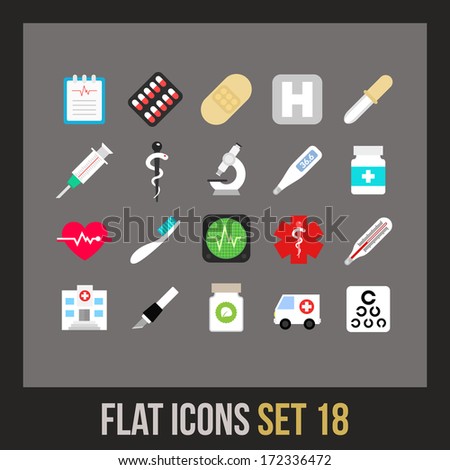 Flat icons set 18 - medical collection