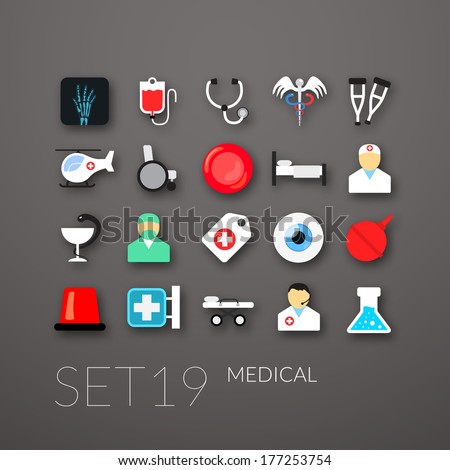 Flat icons set 19 - medical collection