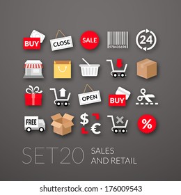 Flat icons set 20 - sales and retail collection