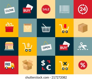 Flat icons set 20 - sales and retail collection