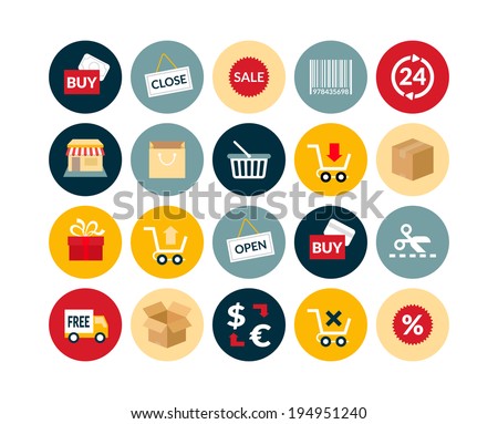 Flat icons set 20 - sales and retail collection